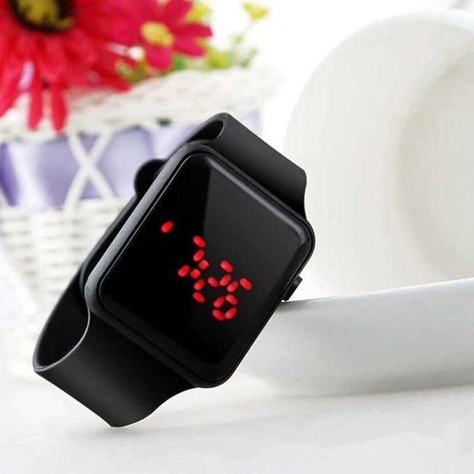 “LED Digital Watch for Kids – Black Color, Alarm & Date Display, Lightweight Electronic Wrist Watch for Boys & Girls (Pack of 1)”