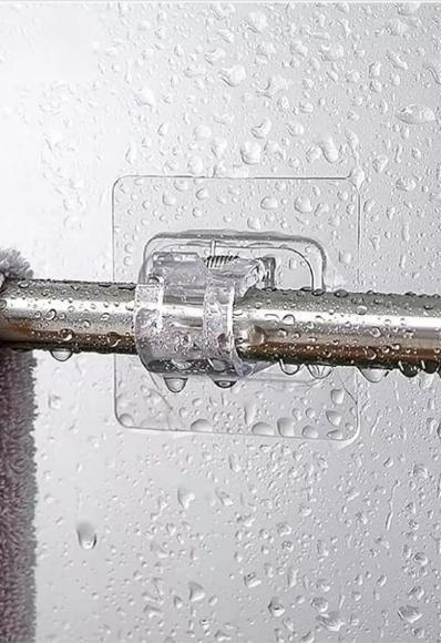 Rods Clips Hook Self Adhesive Pack of 10.Adhesive Wall Rod Clips Hooks – Durable & Easy to Install.