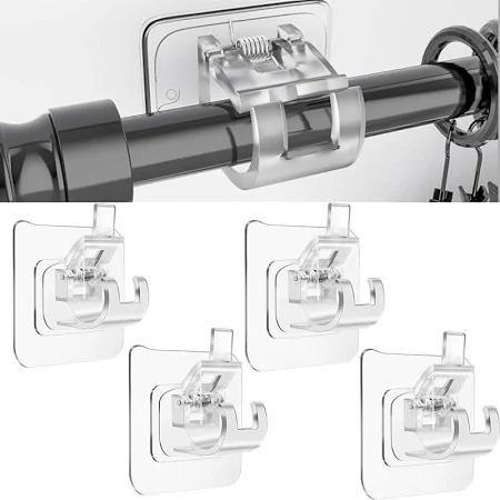 Rods Clips Hook Self Adhesive Pack of 10.Adhesive Wall Rod Clips Hooks – Durable & Easy to Install.