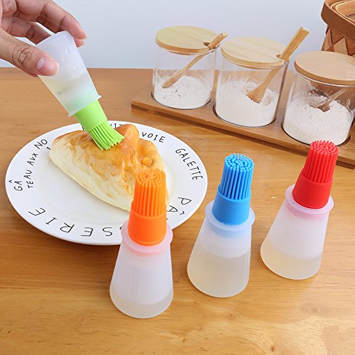 New Portable Oil Bottle With Silicone Barbecue Brush | BBQ Cooking Oil Dispenser Brush Kitchen Baking & Grilling Tool