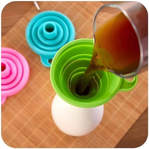 Silicone Collapsible Funnel Foldable Kitchen Hopper | Flexible Funnel For Water Bottle, Oil, Liquid & Dry Ingredients