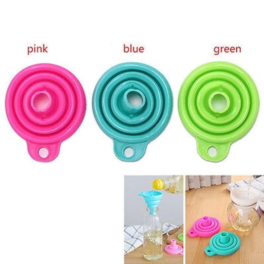 Silicone Collapsible Funnel Foldable Kitchen Hopper | Flexible Funnel For Water Bottle, Oil, Liquid & Dry Ingredients