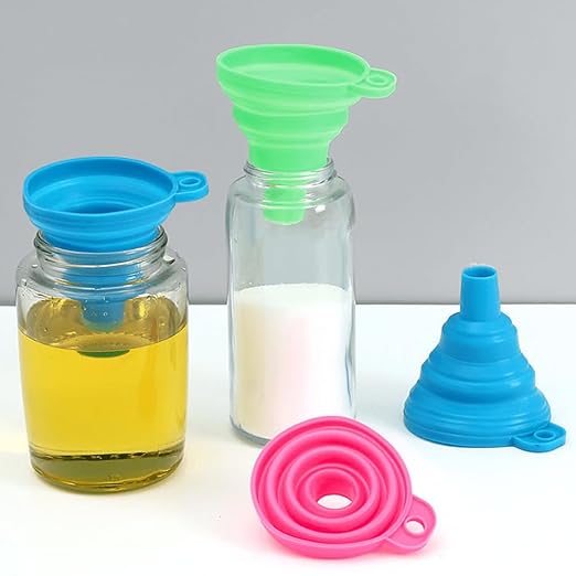 Silicone Collapsible Funnel Foldable Kitchen Hopper | Flexible Funnel For Water Bottle, Oil, Liquid & Dry Ingredients