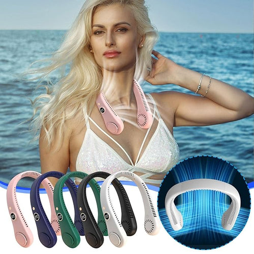 Neckband Portable Air Conditioning Neck Cooler Cooling Ventilator Summer Rechargeable USB Mini Bladeless Fan.