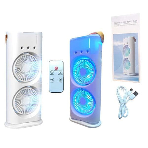 Double Ended Spray Fan, Desk Fan with Mist Spray, Travel Cooler Fan, USB Rechargeable Mini Desktop Table Cooling Fan for Office.