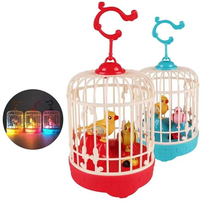 “Lovely Talking Bird Cage Toy for Kids – Voice Controlled Induction Bird with Light & Music, Mini Talking Birdcage Toy”