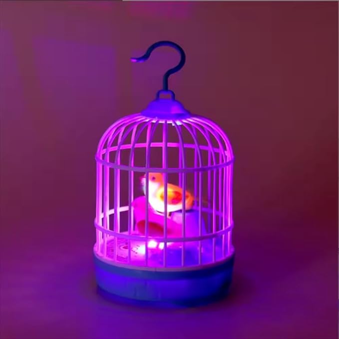 “Lovely Talking Bird Cage Toy for Kids – Voice Controlled Induction Bird with Light & Music, Mini Talking Birdcage Toy”