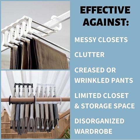 5 in 1 Hanger, Clothes Hanging Stainless Steel, Folding, Closet Organizer Pack of 2.Space Saving 5 Layer Hanger – Foldable Stainless Steel Clothes Organizer