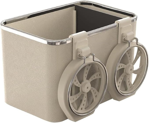 Storage Box With 2 Foldable Cup Holder | Multifunctional Universal Car Console Box For Drinks, Phone & Accessories