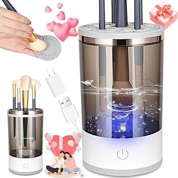 Electric Cosmetic Makeup Brush Cleaning Tool, Makeup Brush Cleaner and Dryer Machine, One-Button Operation