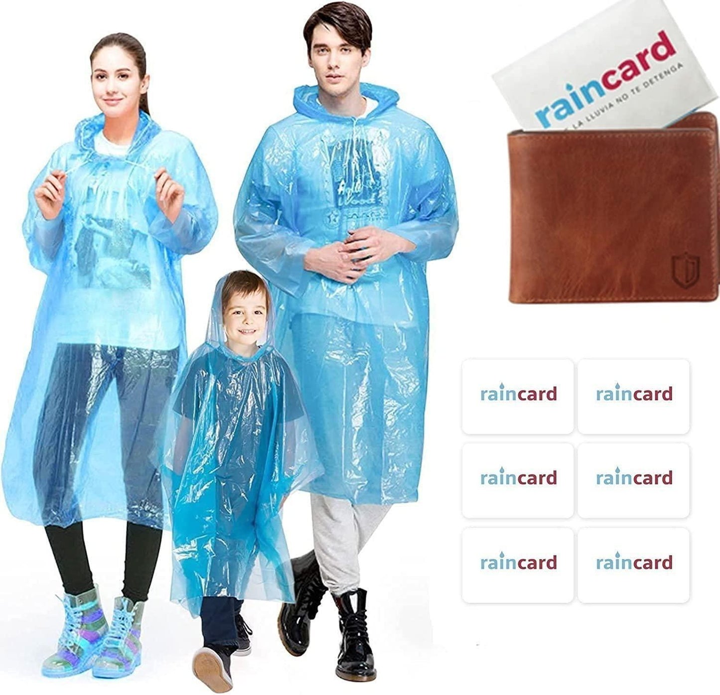 FULLY Reusable Wallet Rain Card Rain Coat for Adults (Set of 10) Multicolour.Portable Rain Protection for Travel & Outdoor UseCompact Emergency Raincoats for Adults.