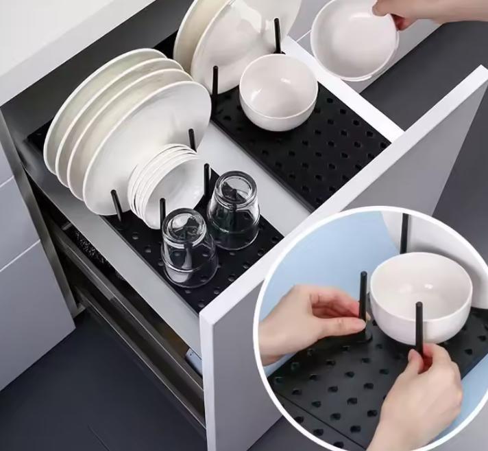 Drain Shelf Dish Drying Rack Kitchen Drawer Organizer.Drain Shelf Dish Drying Rack – Kitchen Drawer Organizer with Water Drain Tray for Plates, Bowls & Utencils Storage