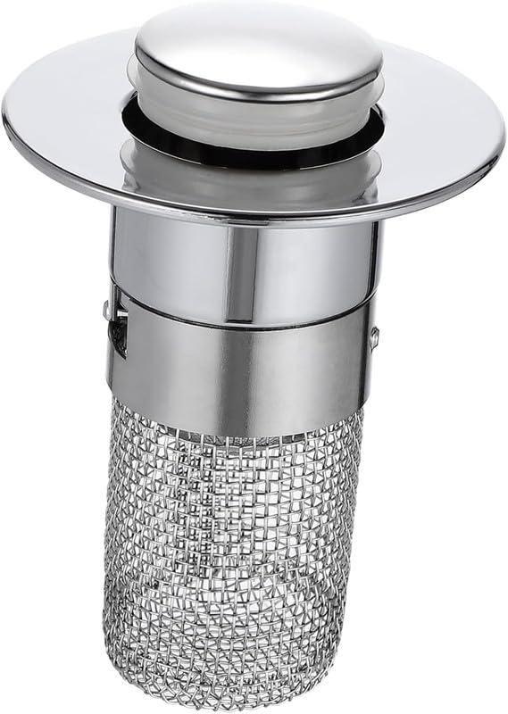 Sink Hair Filter, Removable Stainless Steel Drain Stopper Plug.Keep your sink clean and clog-free with this removable stainless steel Sink Hair Filter & Drain Stopper Plug. Easy to install, durable, and perfect for bathroom and kitchen sinks.