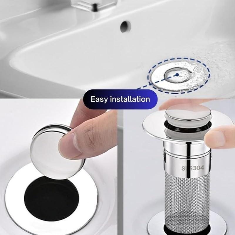 Sink Hair Filter, Removable Stainless Steel Drain Stopper Plug.Keep your sink clean and clog-free with this removable stainless steel Sink Hair Filter & Drain Stopper Plug. Easy to install, durable, and perfect for bathroom and kitchen sinks.