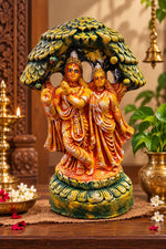 Royal Multicolor Radha Krishna Statue | Handcrafted Traditional Hindu God Idol | Premium Home & Pooja Décor[15inch=H*L=15*10]