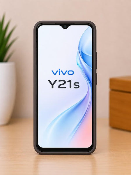 Vivo Y21s Liquid Silicone Soft Back Cover | Premium Matte Shockproof Protective Mobile Case (Black)