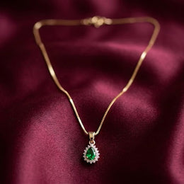 Gold-Plated CZ Halo Pendant Necklace for Womens & Girls