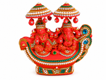 Royal Lakshmi & Vinayagar Stone Work Terracotta Idol | Traditional Divine Handmade Pooja Décor[7inch=H*L=7*7]