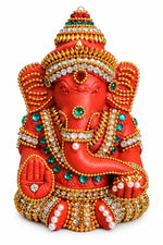Royal Stone Work Vinayagar Statue | Divine Handmade Ganesha Idol with Traditional Stone Embellishment | Premium Pooja Décor[5inch=H*L=5*4]
