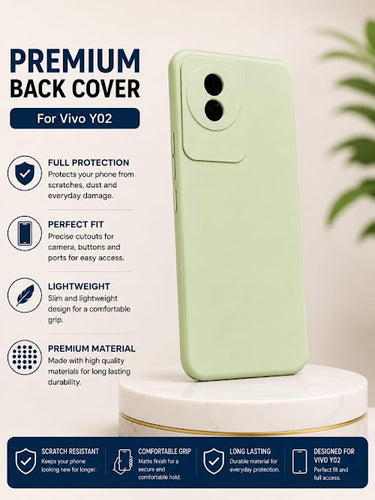 Premium Soft Silicone Matte Finish Shockproof Back Cover Case for Vivo Y02 - Light Green