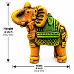 Royal Handmade Multi Color Terracotta Elephant Pair Showpiece | Traditional Indian Elephant Statue | Green & Yellow Luxury Home Décor