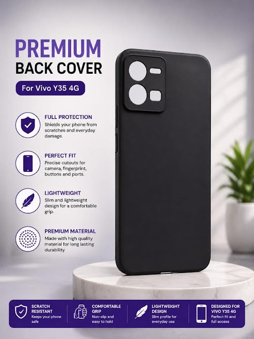 Premium Matte Soft TPU Back Cover for Vivo Y35 4G | Slim Shockproof Protective Case with Camera Protection