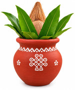 Royal Divine Terracotta Kollam design Kalasam Pot | Traditional Handmade Pooja Kalash | Decorative Art Work for Home & Temple[4inch=H*L=4*3.5]