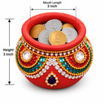 Royal Terracotta Stone Work  Pot | Handcrafted Traditional Decorative Navadhaniya Pot | Premium Ethnic Home Décor[3inch=H*L=3*2]