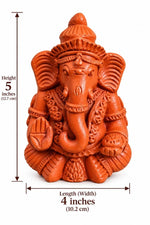 Royal Terracotta Lord Ganesha Idol – Traditional Handmade Clay Ganesh Statue for Pooja & Home Décor