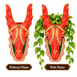 Royal Terracotta Hanging Deer Planter – Traditional Handmade Stone Work Wall Décor for Home & Garden