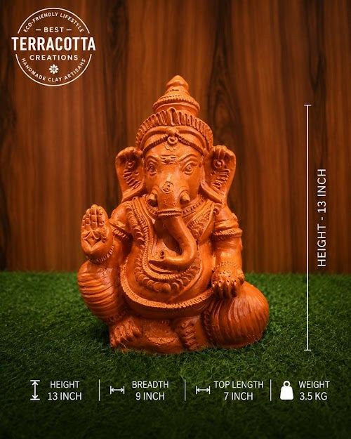 Everyday Pooja Essentials Ganesha. 13 inch ( Terracotta color )
