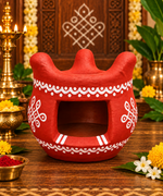 Royal Traditional Terracotta Art Stove | Handmade Clay Cooking Stove | Ethnic Indian Kitchen Décor[3inch=H*L=3*3]