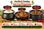 Royal Terracotta Handmade Cookware – 2.5 Litres Rice Bowl, 2 Litres Kadai & 3 Litres Chettinadu Kulambu Chatti