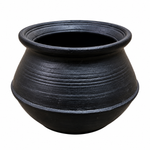 Royal Earthen Black Clay Rice Bowl |2.5litre| Traditional Handmade Terracotta Rice Pot | Natural Mitti Cookware for Everyday Meals[6inch=H*L=6*7]