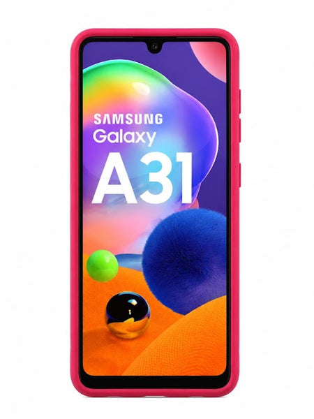 Samsung Galaxy A31 Silicone Soft Back Cover | Premium Matte Liquid Silicone Protective Case (Pink)