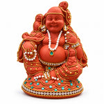 Royal Terracotta Stone Work Gubera Statue | Handmade  Kubera Idol | Traditional Wealth & Prosperity Décor[6INCH=H*L=6*5]