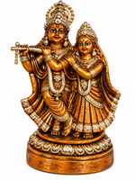 Terracotta Copper Radha Krishna Idol – Traditional Handcrafted Golu Doll 6 inch