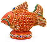 Royal Terracotta Stone Work Fish Money Bank | Handmade Traditional Fish Coin Bank | Decorative Home Décor[6inch=H*W*L=6*4.10*8]