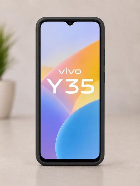 Vivo Y35 Liquid Silicone Soft Back Cover | Premium Matte Shockproof Protective Mobile Case (Black)
