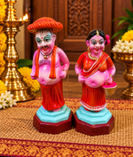 Terracotta Traditional Village Couple ( koravan , korathi) Golu Dolls Set – Handmade Folk Art Collection