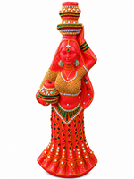 Royal Terracotta Stone Work Water Pot Lady Statue – Traditional Handmade Indian Art Decorative Showpiece[20inch=H*L=20*7*8]