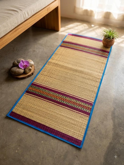 Premium Single Sleeping & Yoga River Grass Mat (2.5 ft × 6 ft)