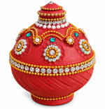 Royal Terracotta Stone Work Magic Vilakku | Traditional Handmade Magic Lamp | Decorative Pooja Diya[4inch=H*L=4*4]