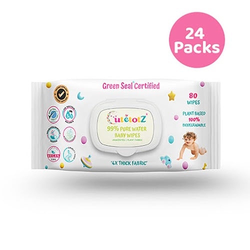 CUTETOTZ® Premium Organic Baby Wet Wipes | Green Seal® Certified | 80 Wipes (Pack of 1)