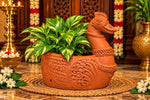 Handcrafted Terracotta Duck Planter – Traditional Decorative Clay Planter - 8 inch