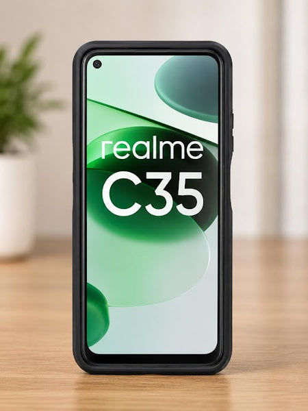 Realme C35 Shockproof Soft TPU Silicone Back Cover | Slim Protective Case | Black
