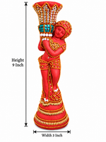 Royal Terracotta Stone Work Traditional Lady Flower Holder [PAIR]| Handmade Decorative Flower Vase for Home Décor[9inch=H*L=9*3]