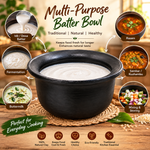 Royal Earthen Black Clay Batter Bowl Handmade Terracotta Idli & Dosa Batter Pot | Traditional South Indian Kitchenware