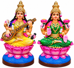 Terracotta Lakshmi & Saraswathi Set – Golu Dolls 11 inch