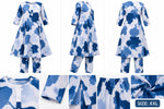 Blue White Abstract Printed Kurta Pant Set